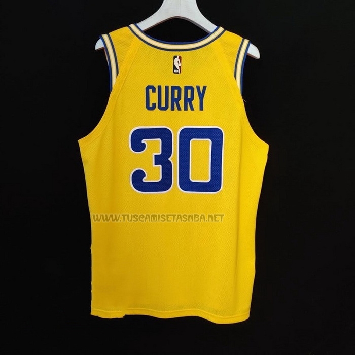 Camiseta Stephen Curry NO 30 Golden State Warriors Hardwood Classic Autentico Amarillo